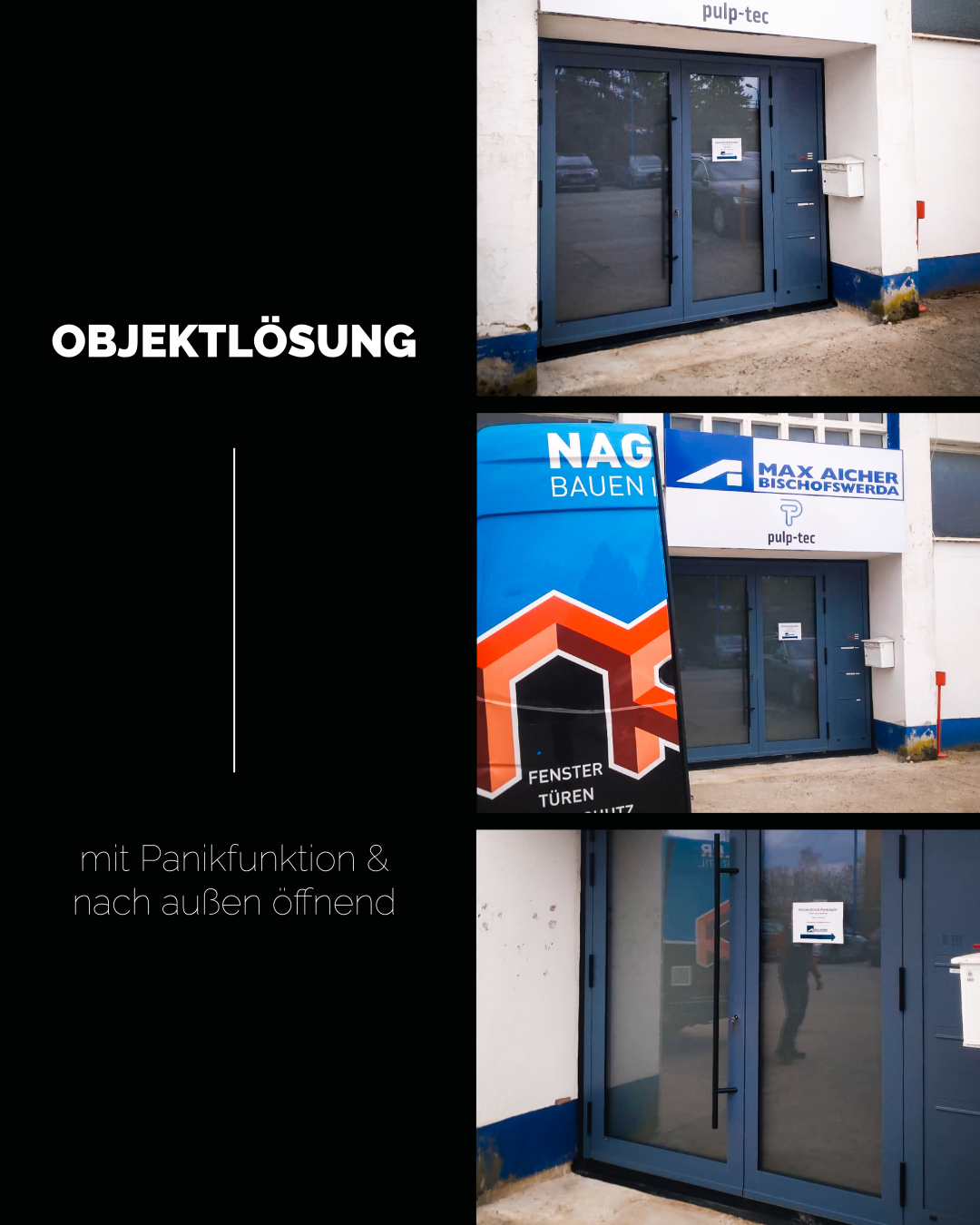 3 Bilder aus verschiedenen Perspektiven der Paniktür