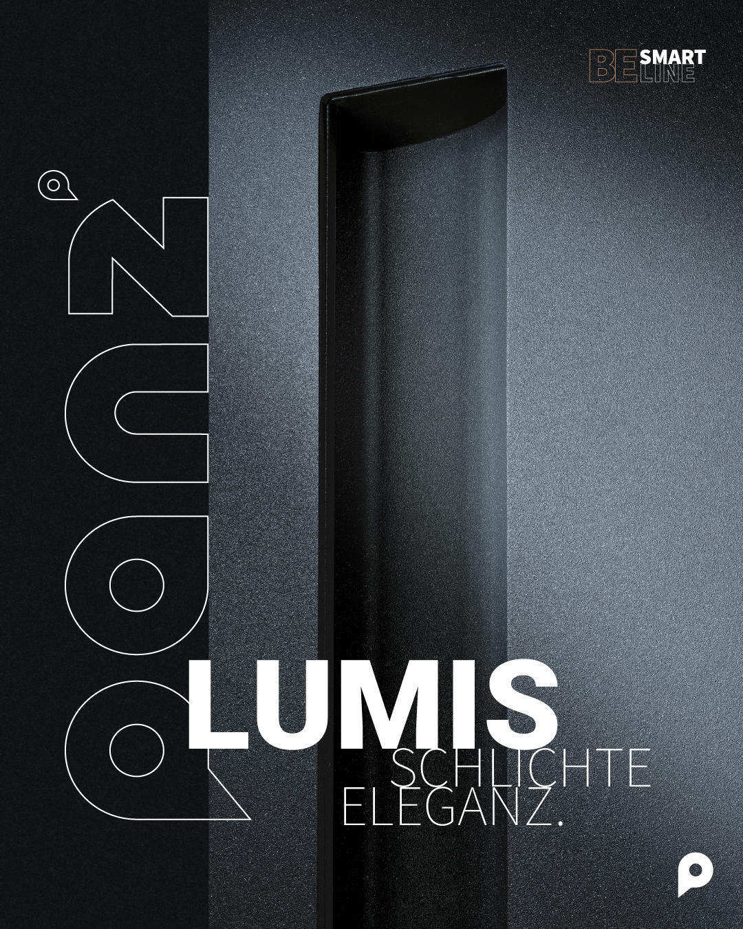 Nahaufnahme des schwarzen Stoßgriffs LUMIS, SCHLICHTE ELEGANZ, an einer modernen Tür aus der MART LINE Reihe.