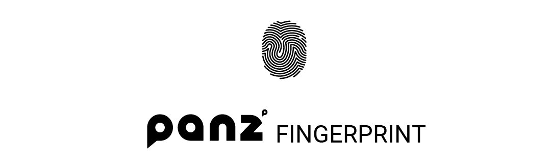 Panz Fingerprint Logo mit Fingerabdruck-Symbol – Smarte Zutrittslösungen und Idencom BioKey Fingerprint-Systeme für Haustüren.